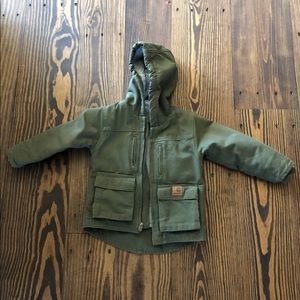 Carhartt army green utility coat/ toddler size 4